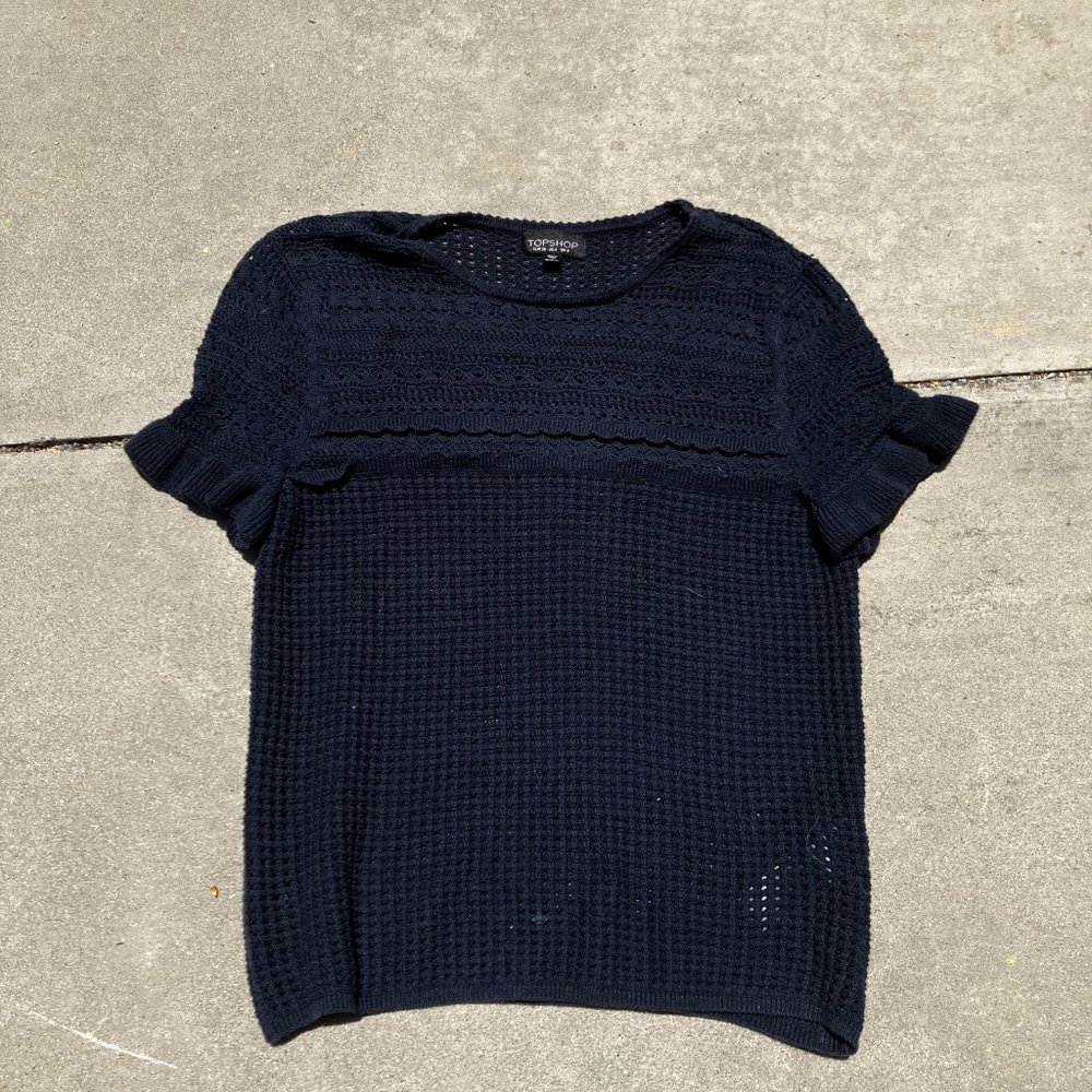 Topshop Navy Knitted Top